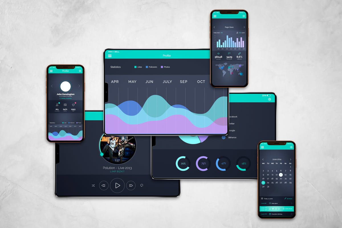 iPhone & iPad X 多角度演示样机模板合集v2 iPhone & iPad X Mockup V.2