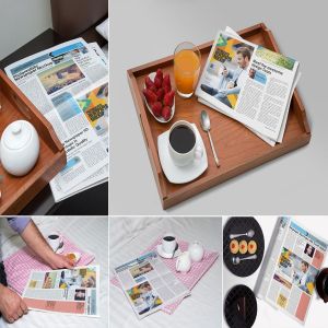 早餐场景新闻报纸广告展示样机模板v1 Newspaper Ad Mockups