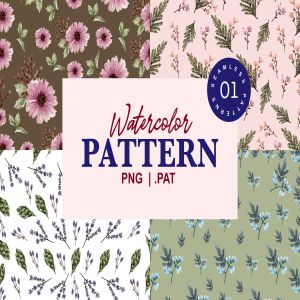 水彩手绘花卉图案纹样无缝背景素材 Bloomy – Seamless Watercolor Patterns