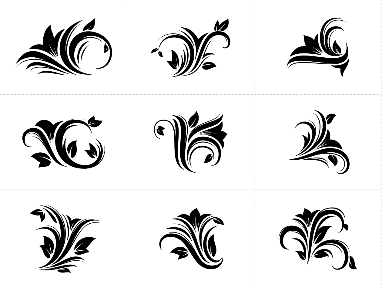 花卉装饰设计元素素材 Floral Decorative Design Elements