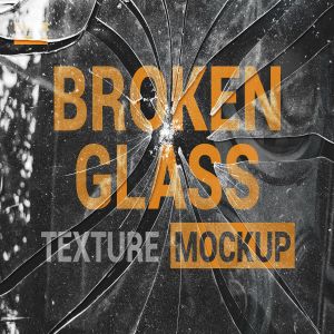 破碎玻璃效果PS图层样式PSD分层模板 Broken Glass Texture Mockup