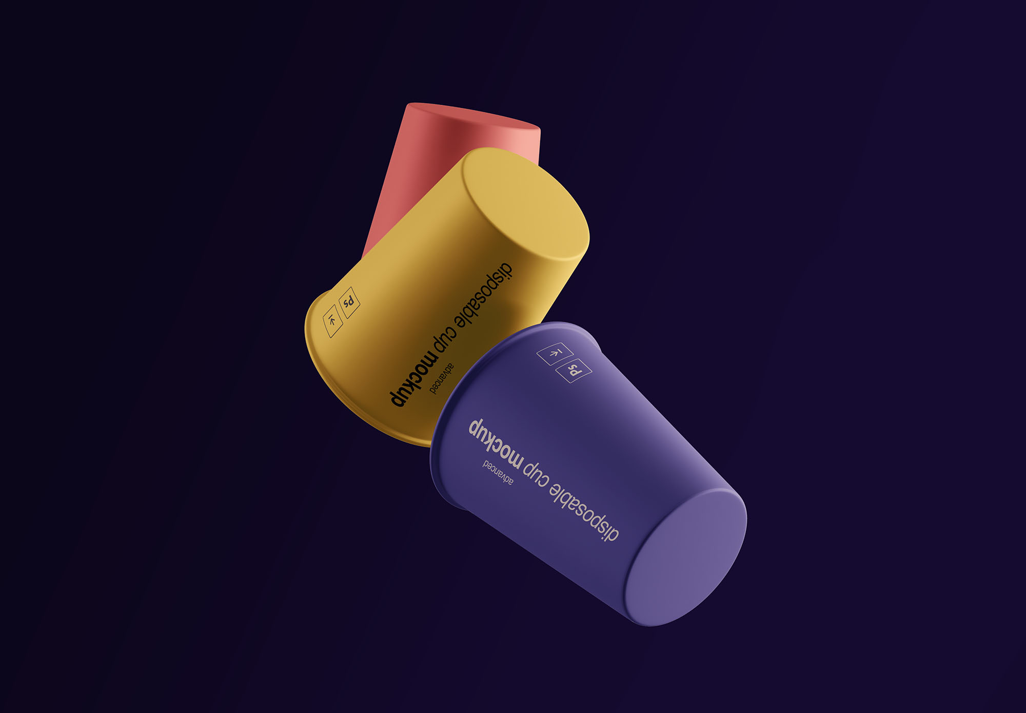 一次性水杯外观设计效果图样机模板 Gravity Cups Mockup