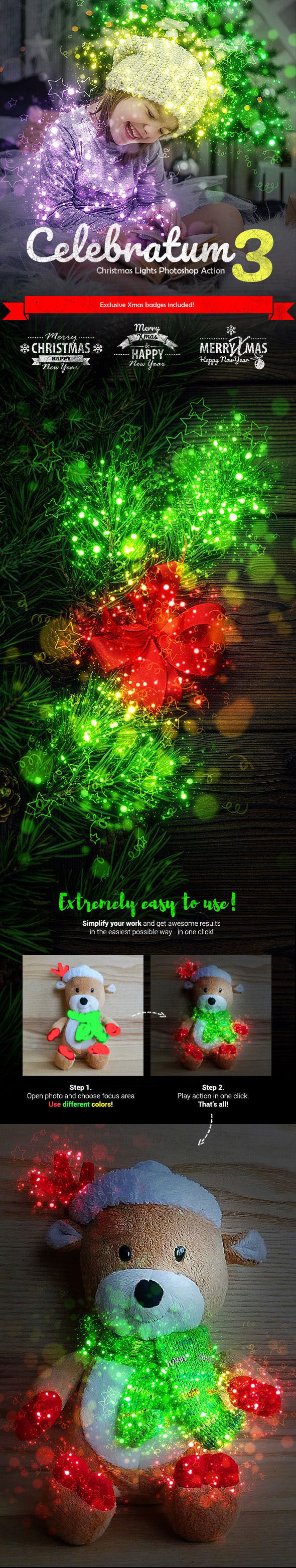 圣诞节灯光特效的PS动作下载 Celebratum 3 [atn]