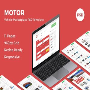 汽车在线交易市场网站设计PSD模板 Motor – Vehicle Marketplace PSD Template
