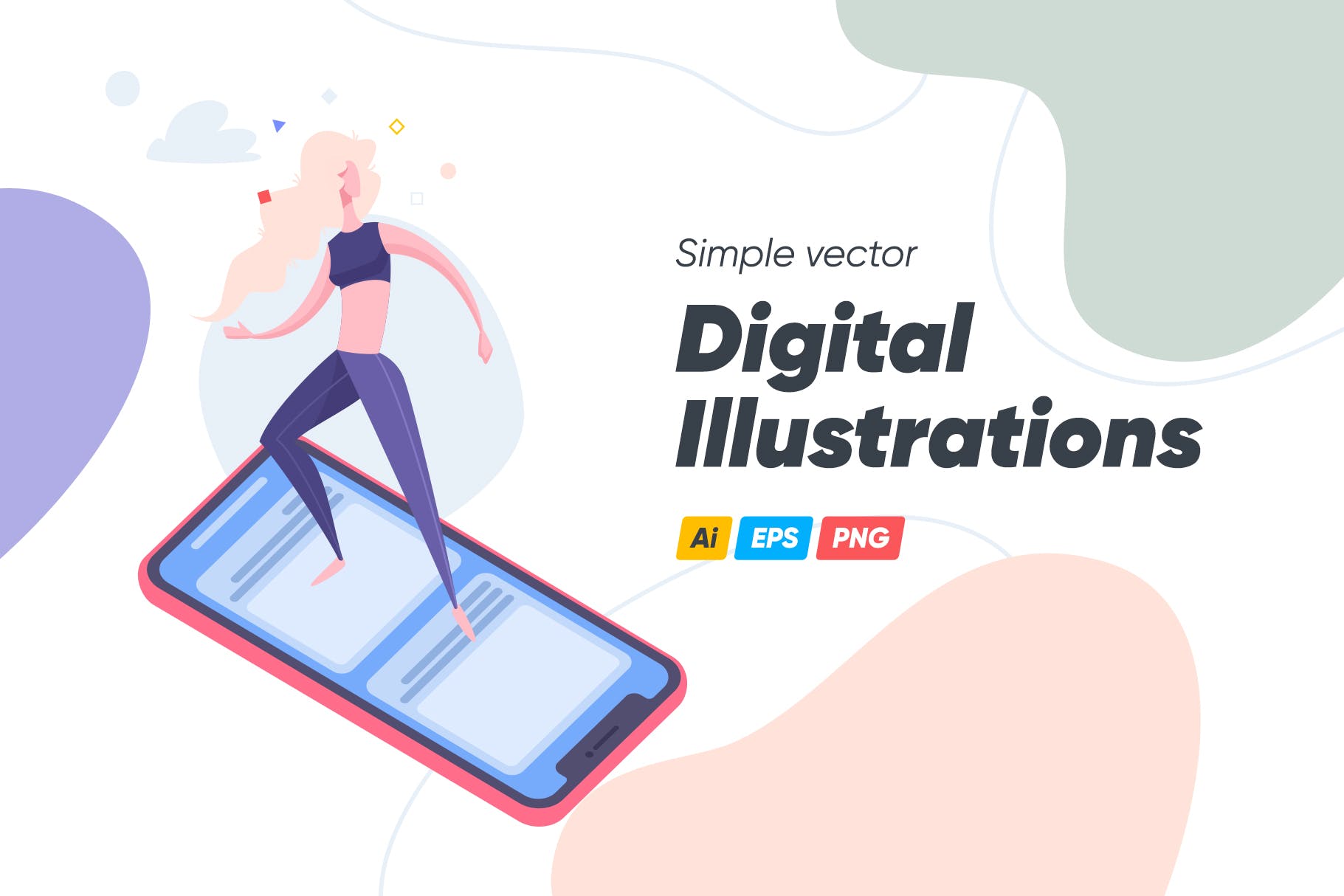 简约数码主题矢量插画素材 Digital Illustrations