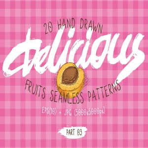20款手绘水果图案无缝纹理第三波 Fruits Seamless Patterns Set