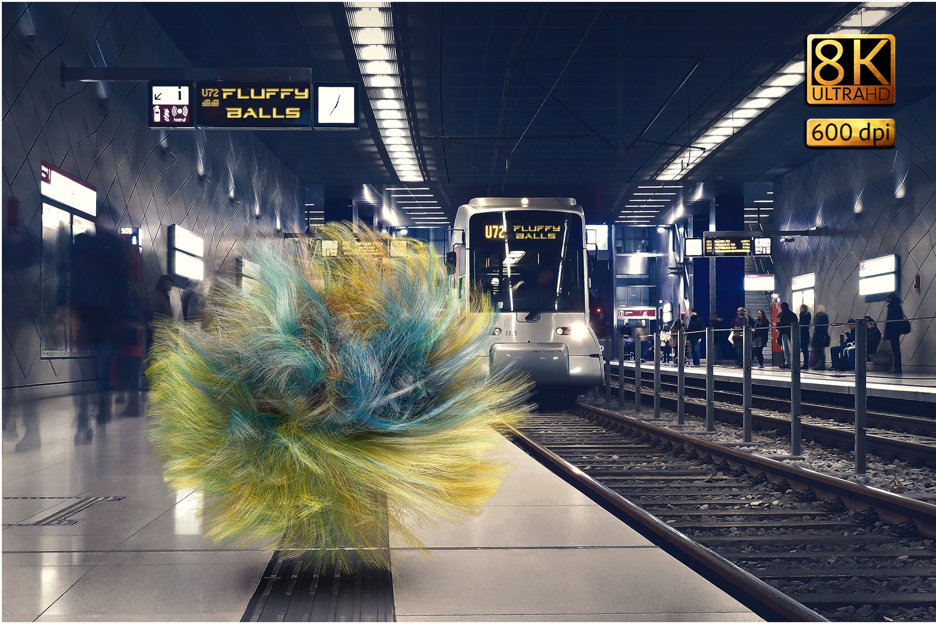 超现实抽象彩色绒毛球叠层背景纹理 Fluffy Balls