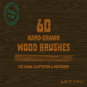 60款手绘木纹图案PS&AI笔刷 Wood brushes drawn by hand