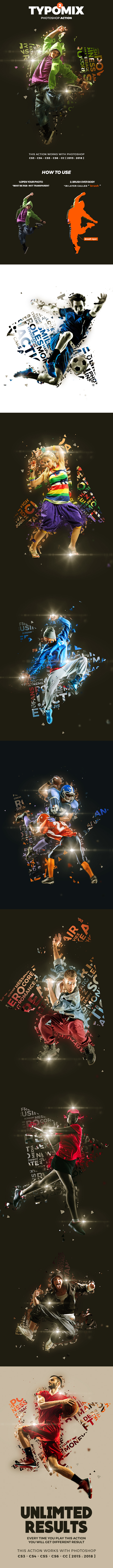 高品质动感碎片字母化PS动作下载 TypoMix 2 Photoshop Action