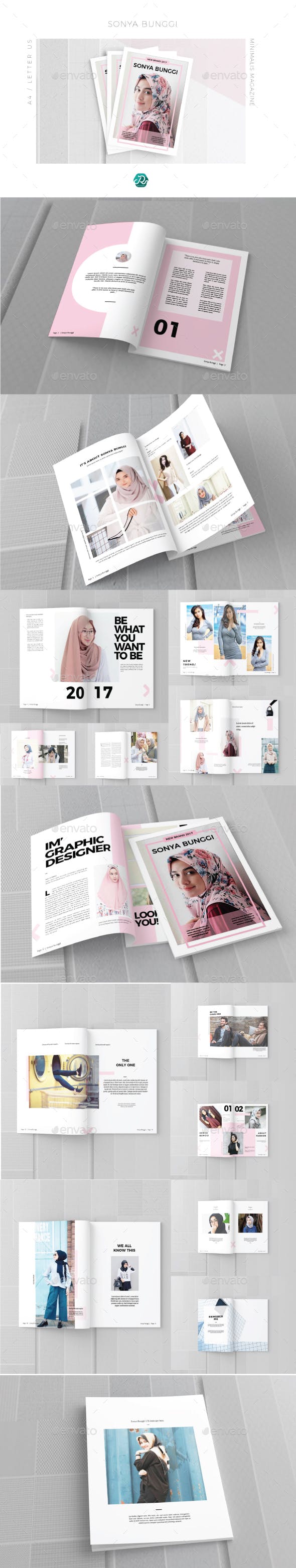 时尚极简的女装杂志模板 Sonya Bunggi Magazine [indd]