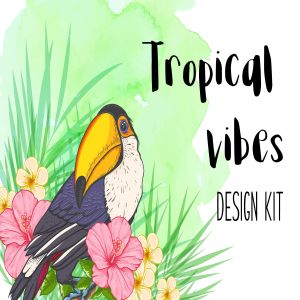 巨嘴鸟&花卉水彩手绘矢量插画素材 Tropical Vibes Vector Design Kit