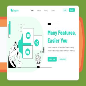 产品/服务优点展现主题网站设计简笔画矢量插画素材 Zapata – Features Header