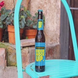 啤酒瓶品牌贴纸设计样机模板 Chair Beer Mockup