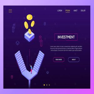 投资理念主题网站设计等距概念插画 Investment concept – isometric website banner