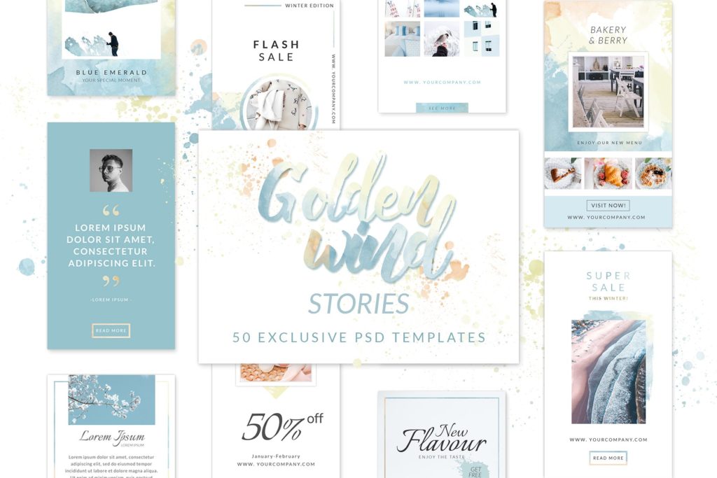50款金箔水彩PSD广告图模板下载[psd,jpg]