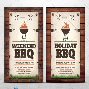 假日周末BBQ活动传单模板 Holiday / Weekend BBQ Flyer