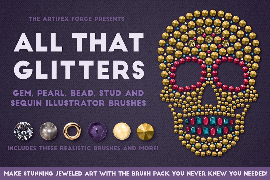 BingBing闪亮饰物矢量AI笔刷 All That Glitters – Vector Brushes