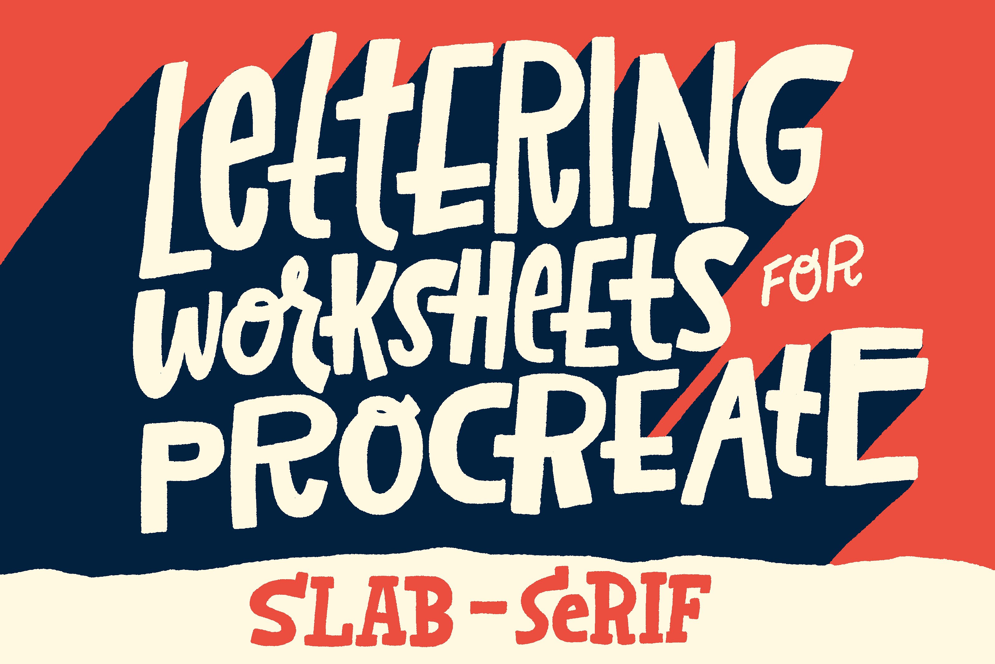 粗衬线字体Procreate&PS笔刷 Slab-Serif Lettering Worksheet
