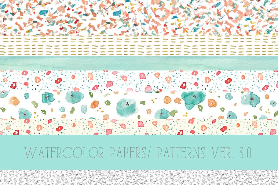 水彩碎花花瓣图形纹理 Watercolor Patterns 3.0