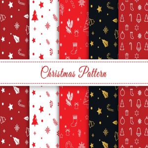 圣诞节主题元素图案花纹矢量背景素材 Christmas Pattern Pattern Red White Colors