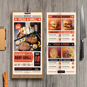 复古西餐厅食品传单菜单设计模板 Retro Food Flyer Menu