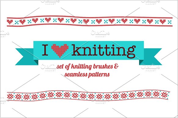 编结物矢量图案AI笔刷&纹理 Knitting vector brushes & patterns