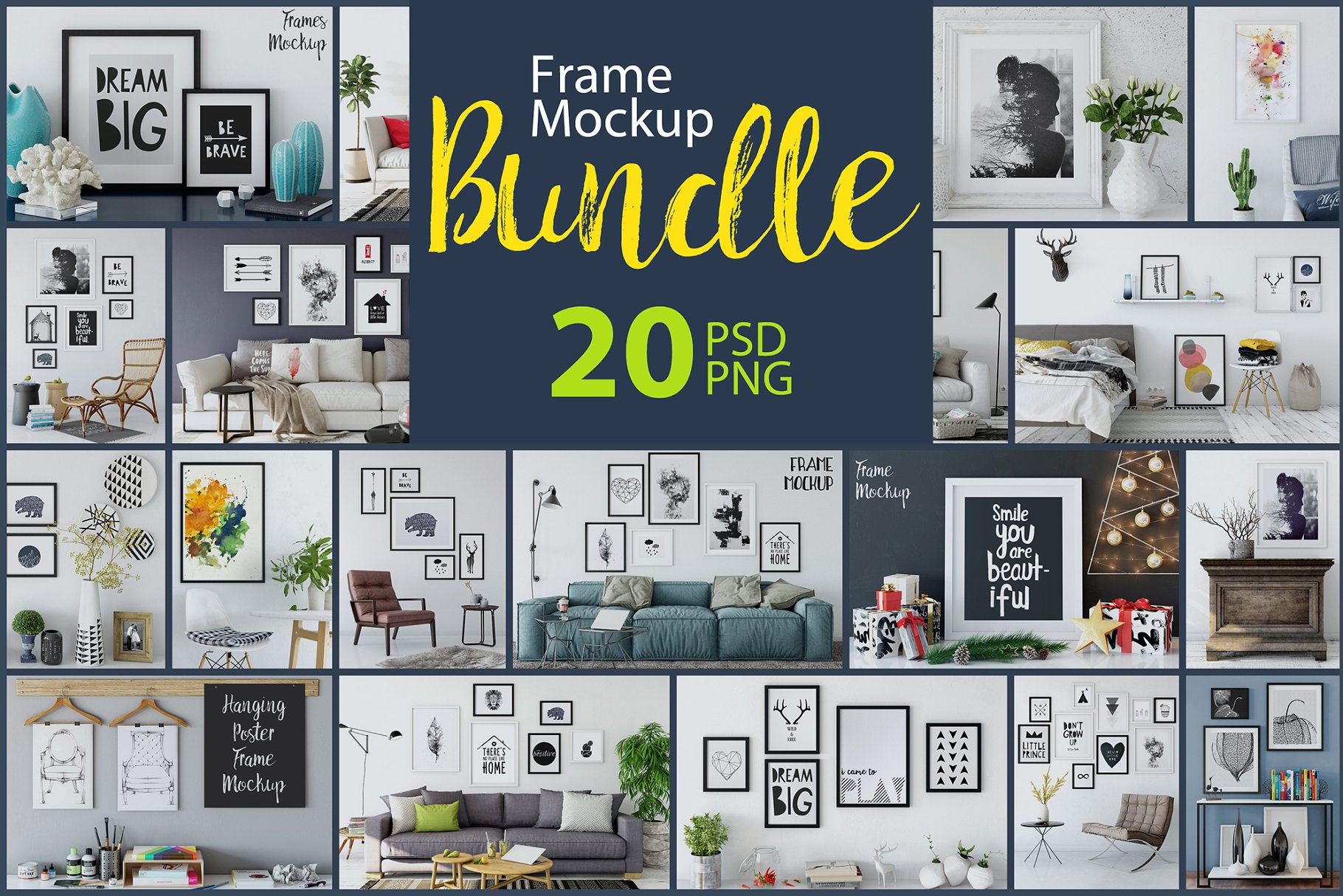 超级相框画框展示样机包 Interior Frame Mockup Bundle Vol 1
