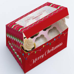 六只装纸杯蛋糕包装盒外观设计样机模板02 Six Cupcake Box Mockup 02