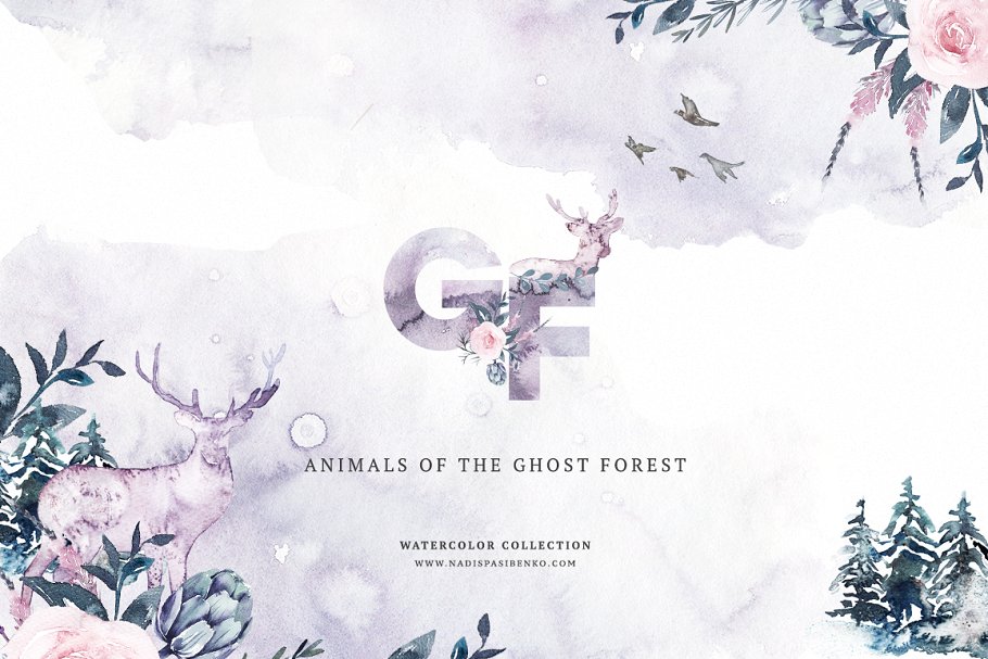 幽灵风格森林动物设计素材[1.11GB] Animals of the Ghost Forest