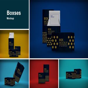 高端产品包装盒设计效果图样机模板 Boxes Mockup