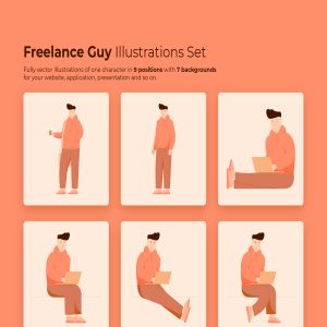 一流设计素材网下午茶：自由职业者插图集[AI]