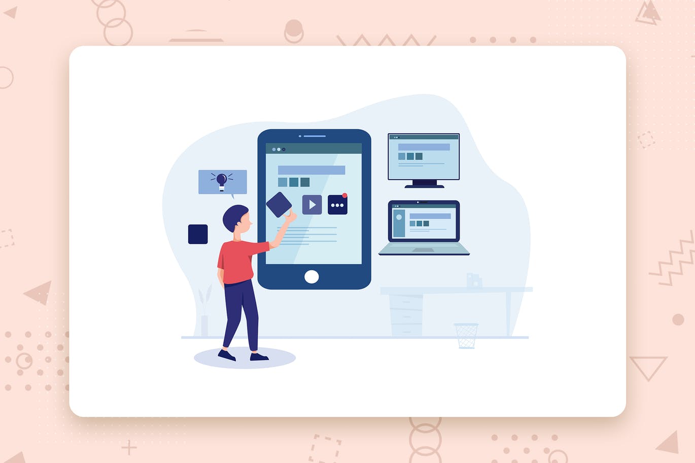 UX/UI设计主题扁平设计风格矢量概念插画 UX Ui Design flat vector illustration concept