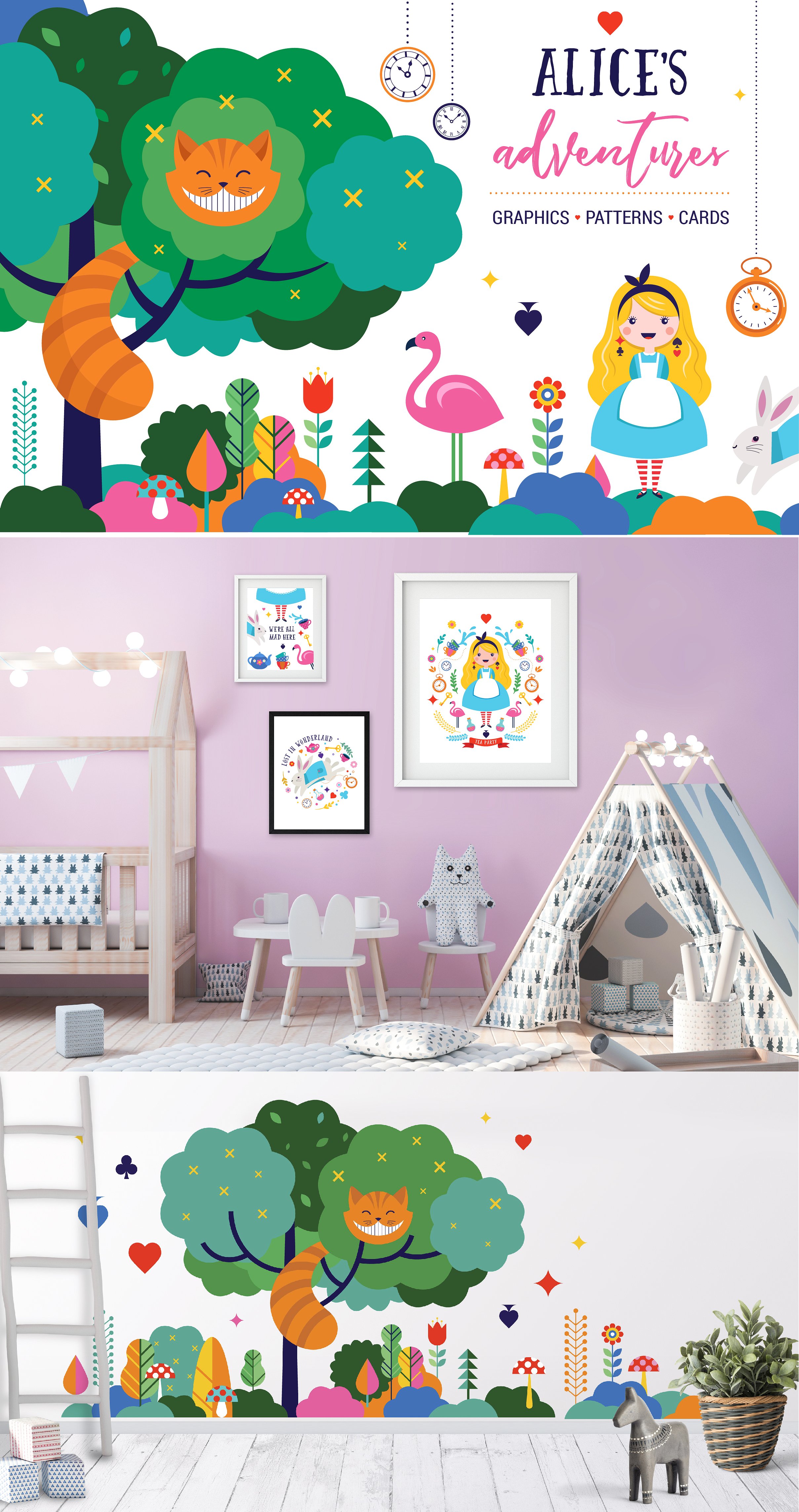 可爱卡通少女彩绘插画 Alice in the wonderland collection