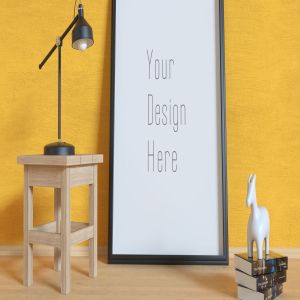 黑色材质相框画框艺术作品预览样机模板素材 Black Frame Mockup 3D Scene