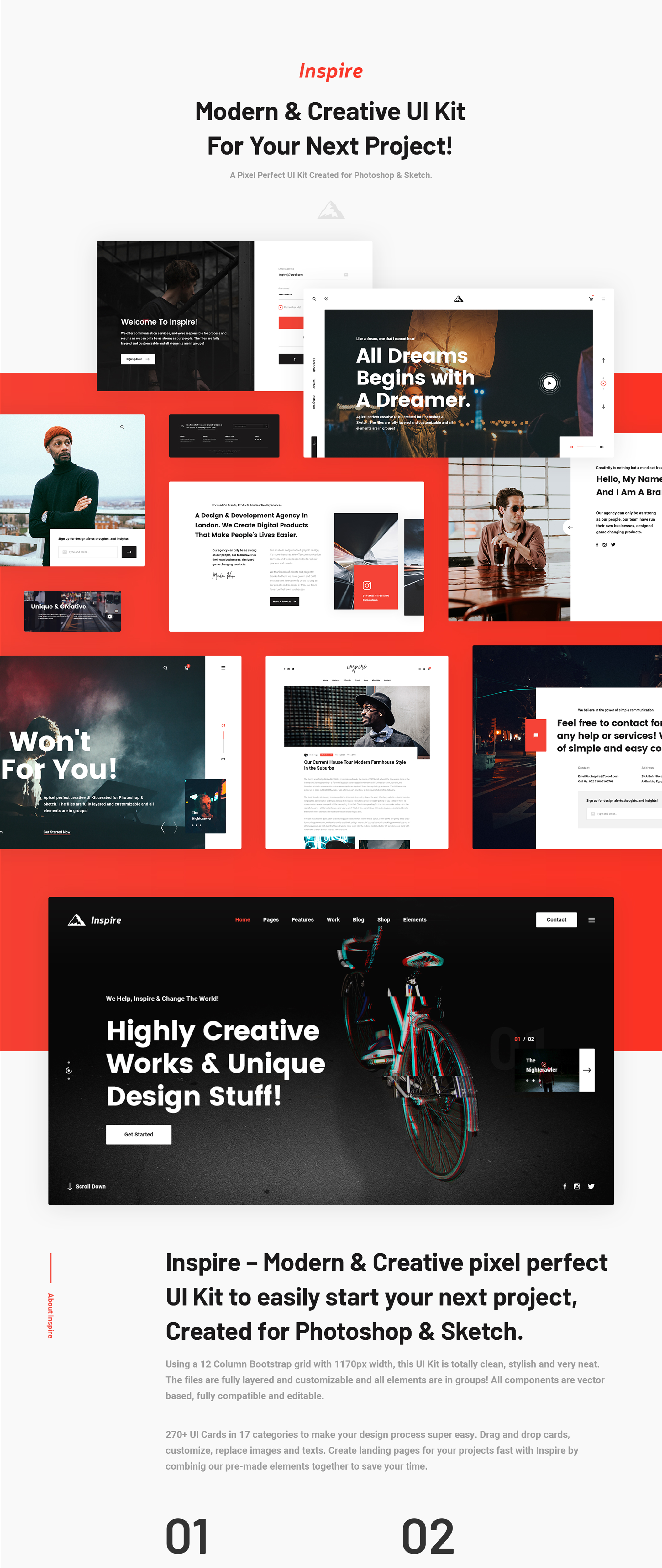 一流设计素材网下午茶：现代创意多用途的Web UI设计套件[PSD,XD]