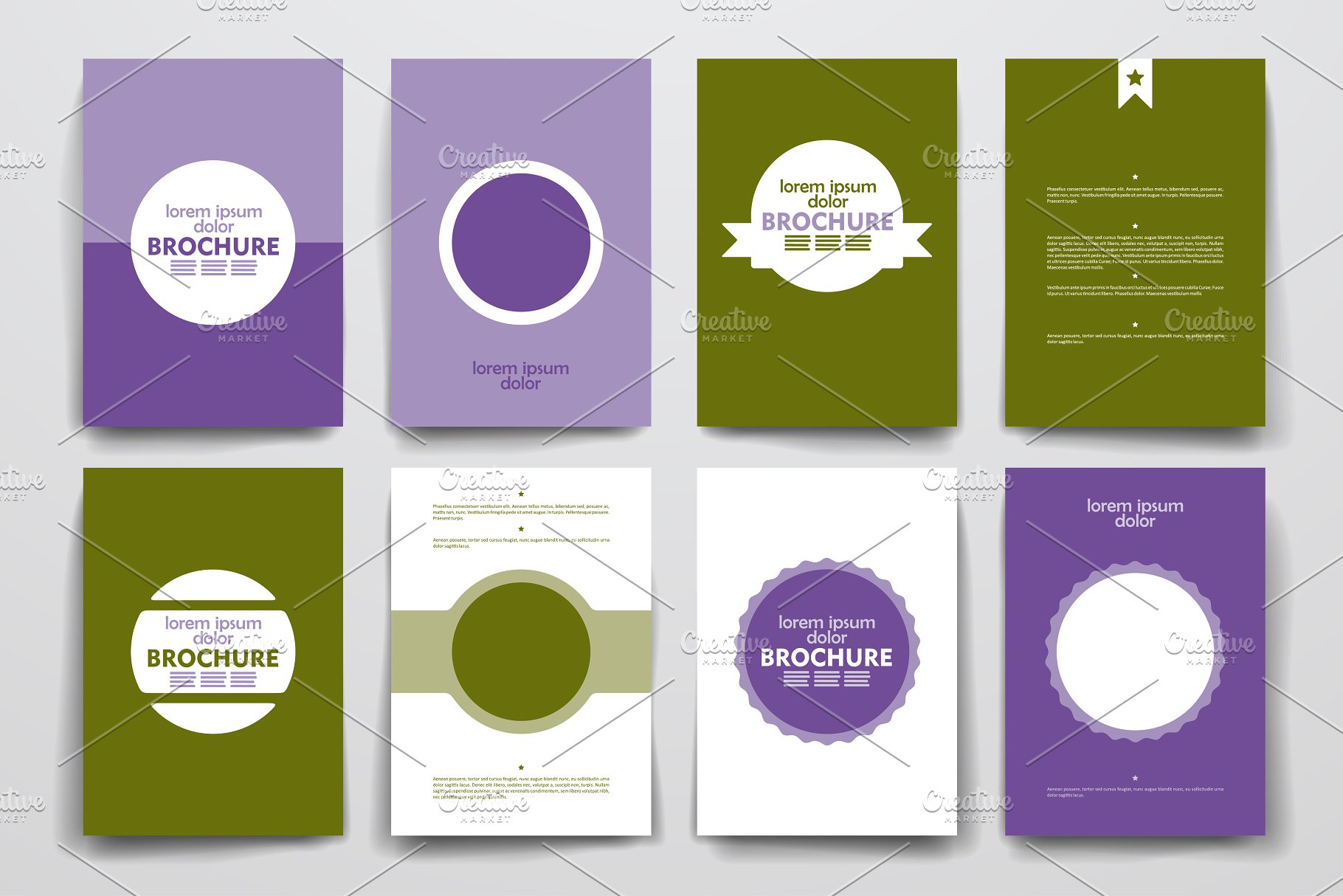 一组漂亮的简约背景小册子模板 Set of Beautiful Brochures