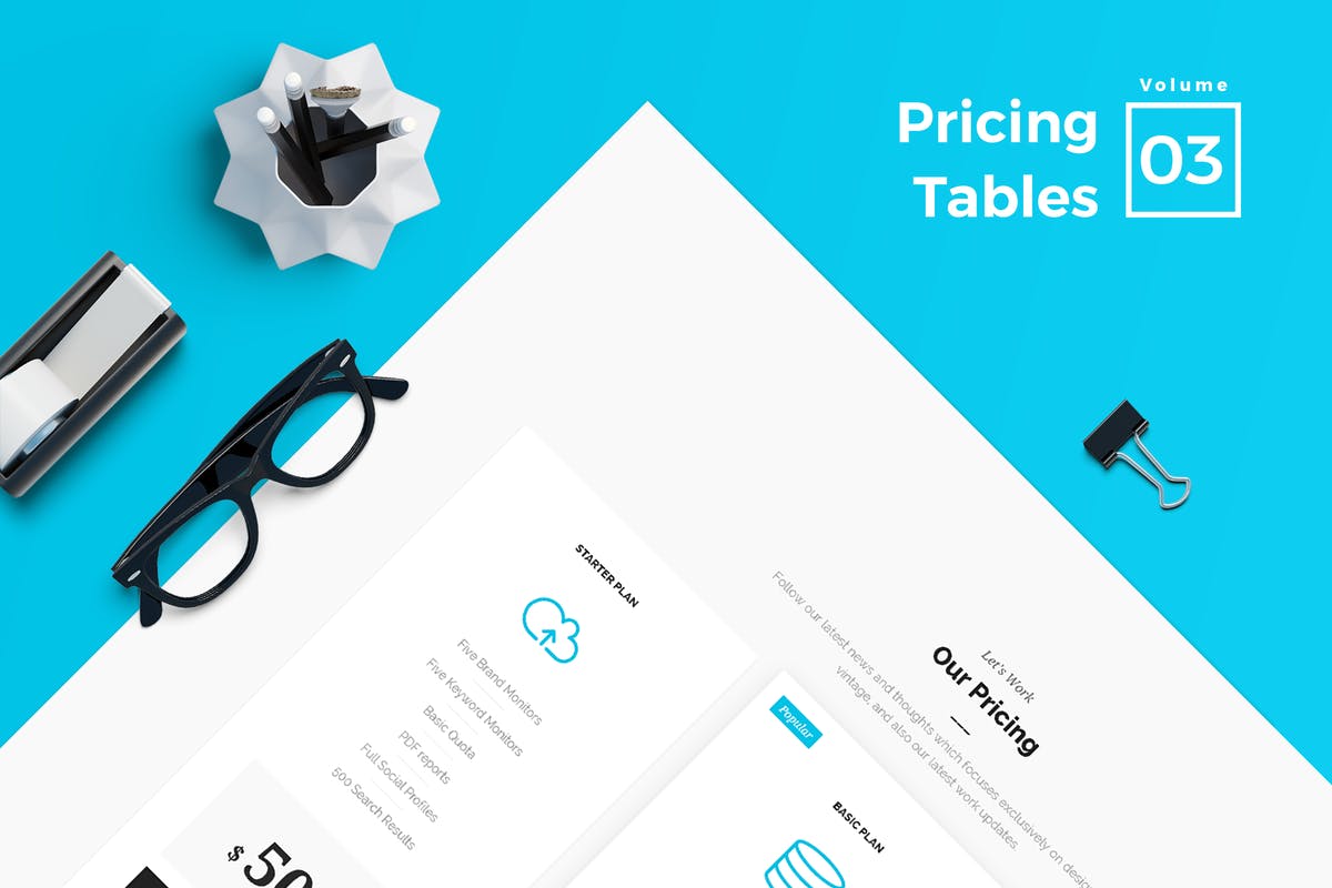 商业服务网站价格表单UI设计模板V3 Pricing Tables for Web Vol 03
