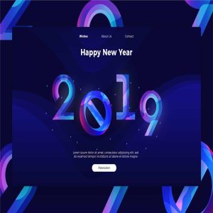 2019年新年主题深蓝色设计风格网站Banner&着陆页设计模板 Happy New Year – banner & Landing Page