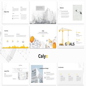 建筑项目策划展示PPT幻灯片模板 Calyx : Construction Powerpoint Presentation