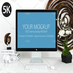 5K高清iMac一体机样机 Cinema Display Mockup 5k (1 PSD)插图1