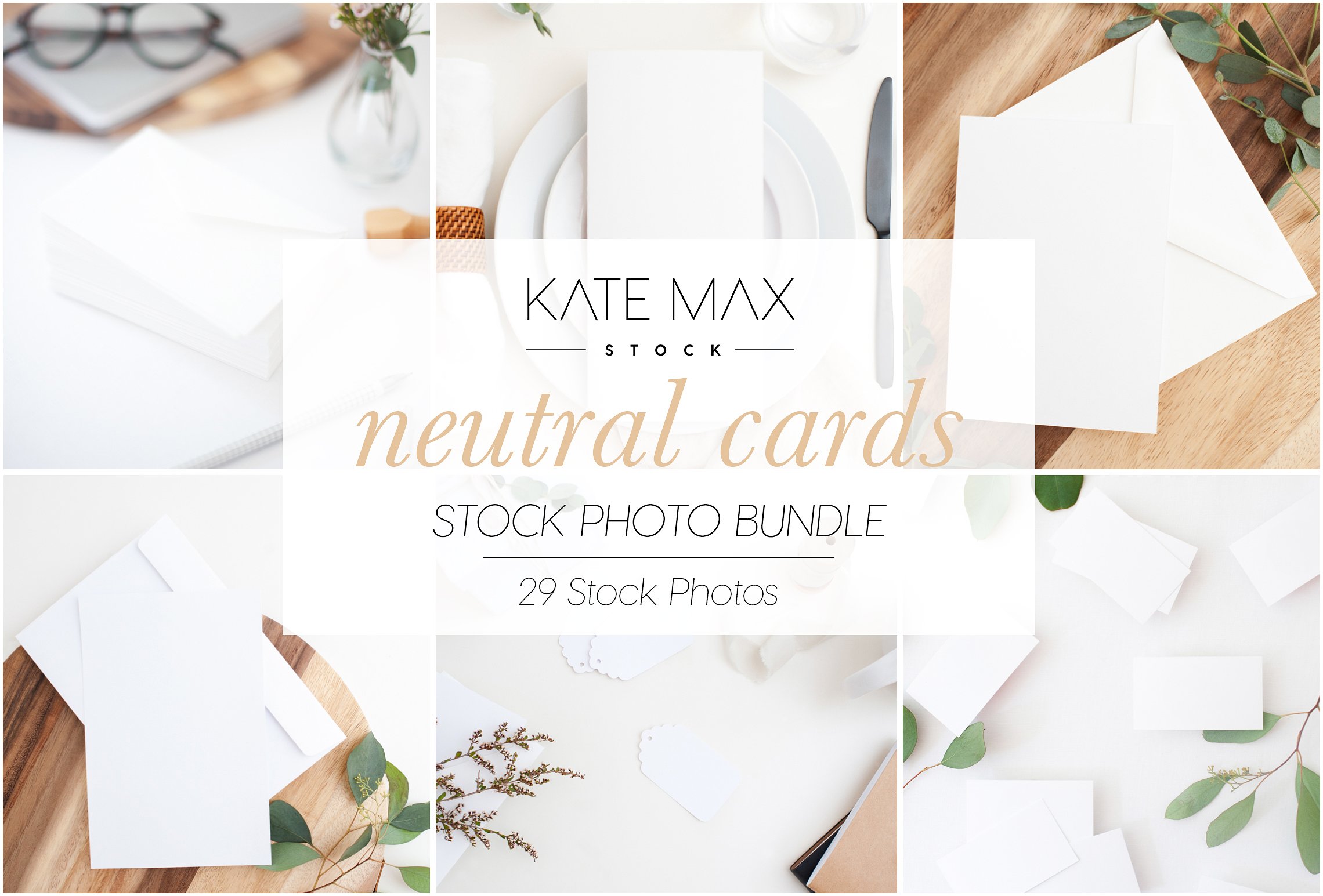 素净色贺卡卡片样机模板合集 Neutral Card Mockups Bundle