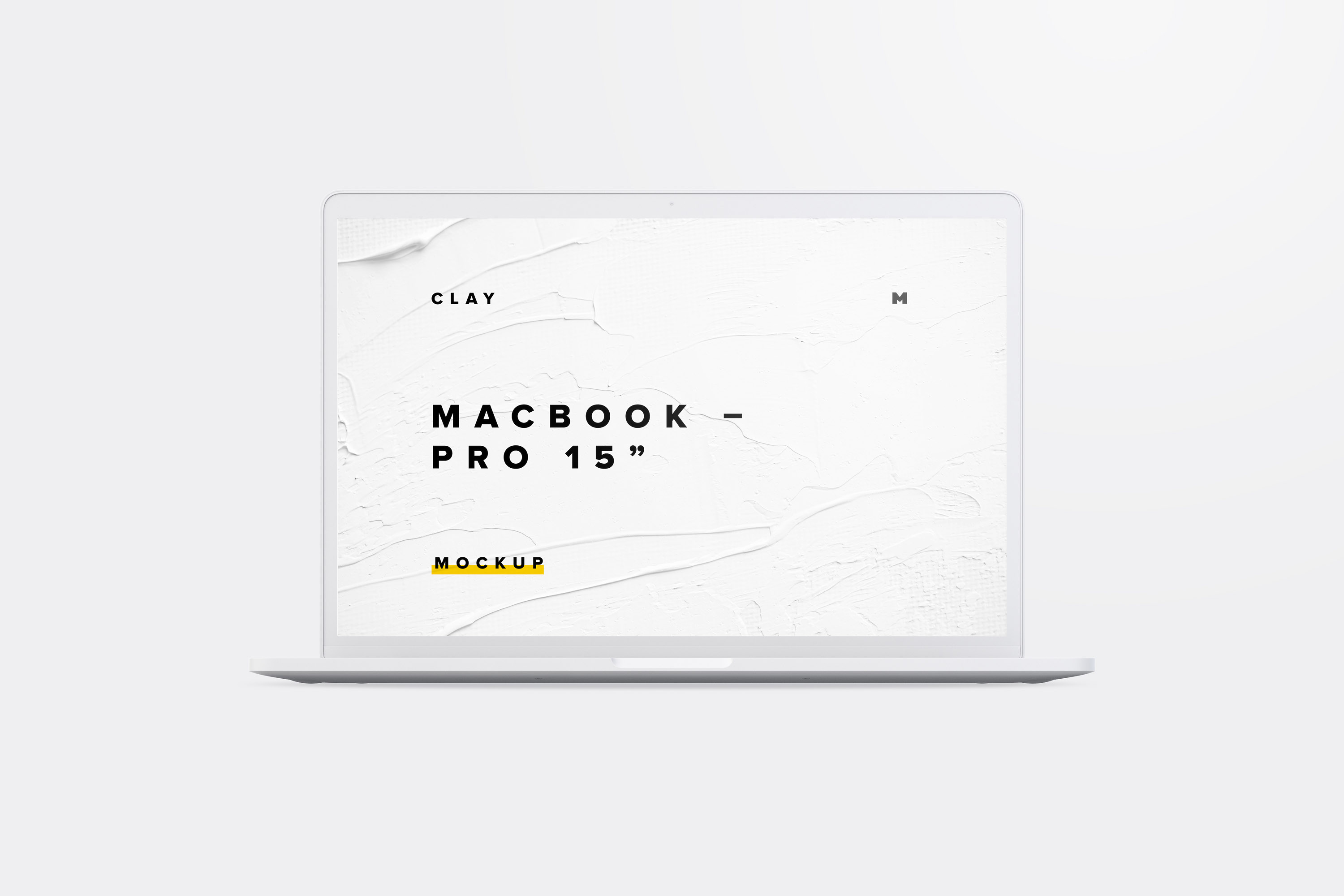 MacBook Pro高端笔记本电脑UI设计效果图前视图样机 Clay MacBook Pro 15″ with Touch Bar, Front View Mockup