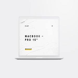 MacBook Pro高端笔记本电脑UI设计效果图前视图样机 Clay MacBook Pro 15″ with Touch Bar, Front View Mockup