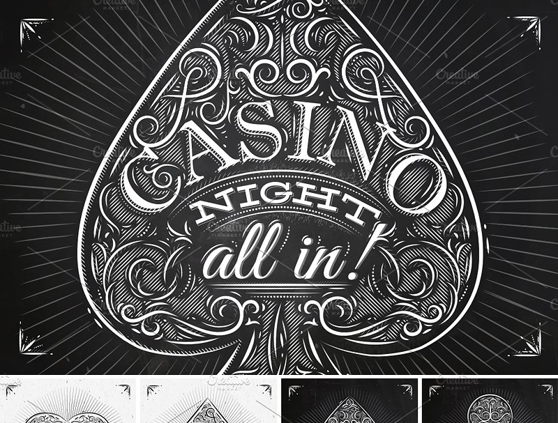 复古风格赌场标志矢量图形 Casino Symbols