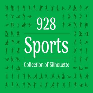 928个体育运动人体姿势矢量剪影 928 Sports Silhouette Vectors