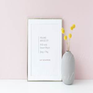 8×10银色金属框架画框模板 PSD/PNG 8×10 golden frame mock up – PSD/PNG