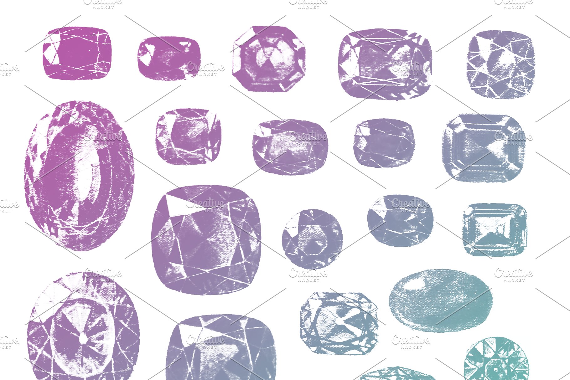 30款复古宝石图形PS笔刷 30 Vintage Gemstone PS Brushes