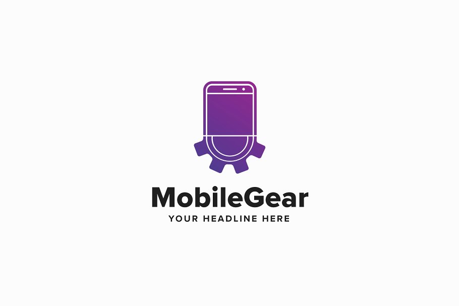 移动齿轮图形机械设备主题 Logo 模板 Mobile Gear Logo Template