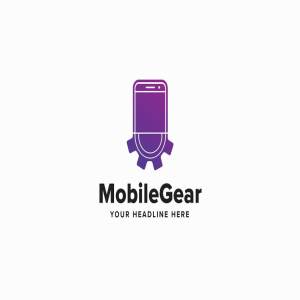 移动齿轮图形机械设备主题 Logo 模板 Mobile Gear Logo Template插图1