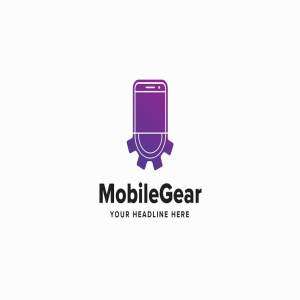 移动齿轮图形机械设备主题 Logo 模板 Mobile Gear Logo Template